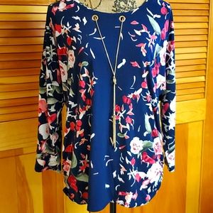 Blue floral blouse